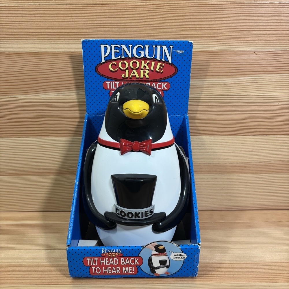 Vintage The Original Penguin Cookie Jar 1999 Talking Cookie Jar NEW.